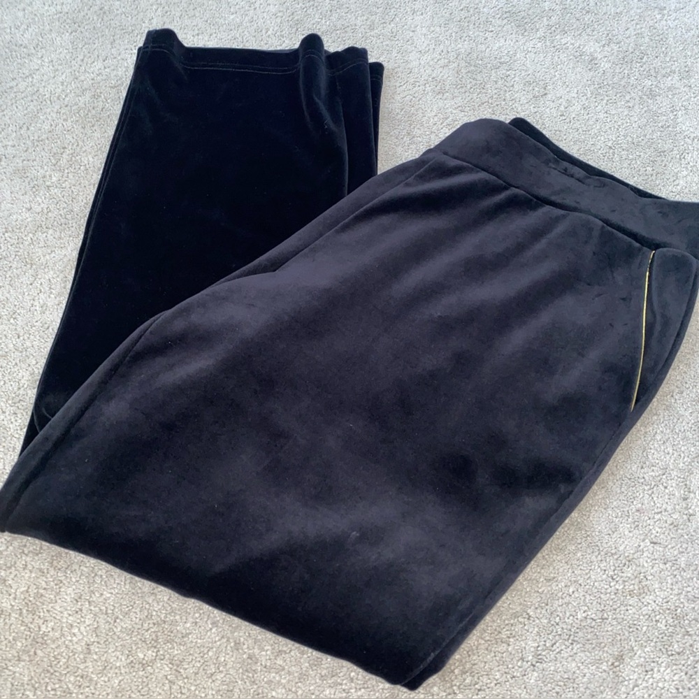 Lauren Ralph Lauren Plus Size 1X Velour Pull On Pants Black